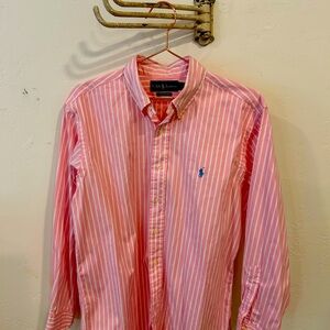 Ralph Lauren Blue Label Pink Striped Button Down Shirt.  Size 16 32/33.